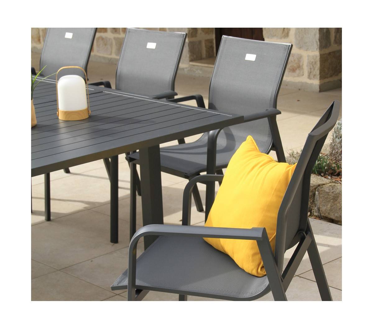 Ensemble table et chaises de jardin  8 places  Gris Anthracite  GUETHARY - Imagen 2