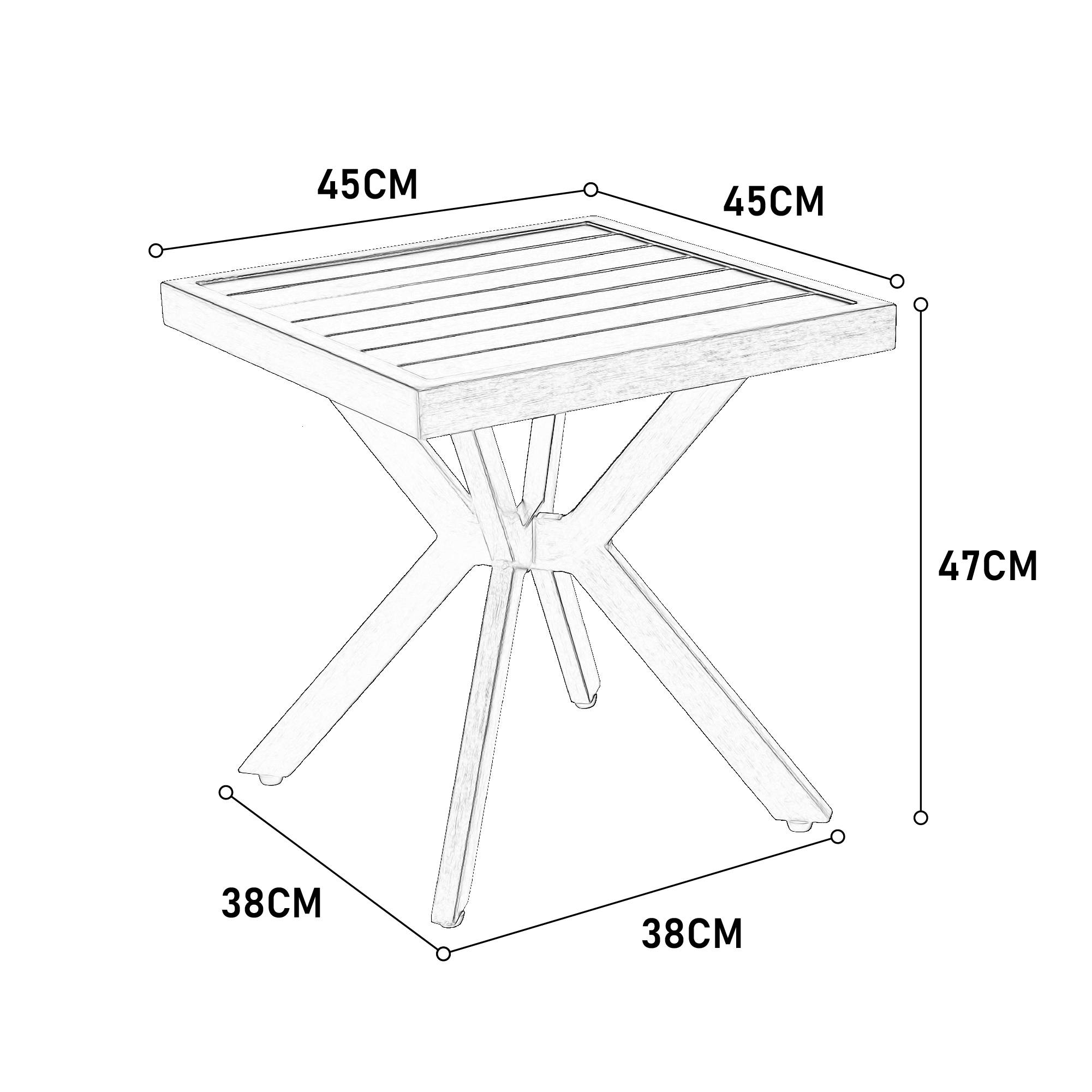 Table d'appoint carrée aluminium extérieur, patio et piscine, résistante aux intempéries, entretien facile, gris foncé - Image 3