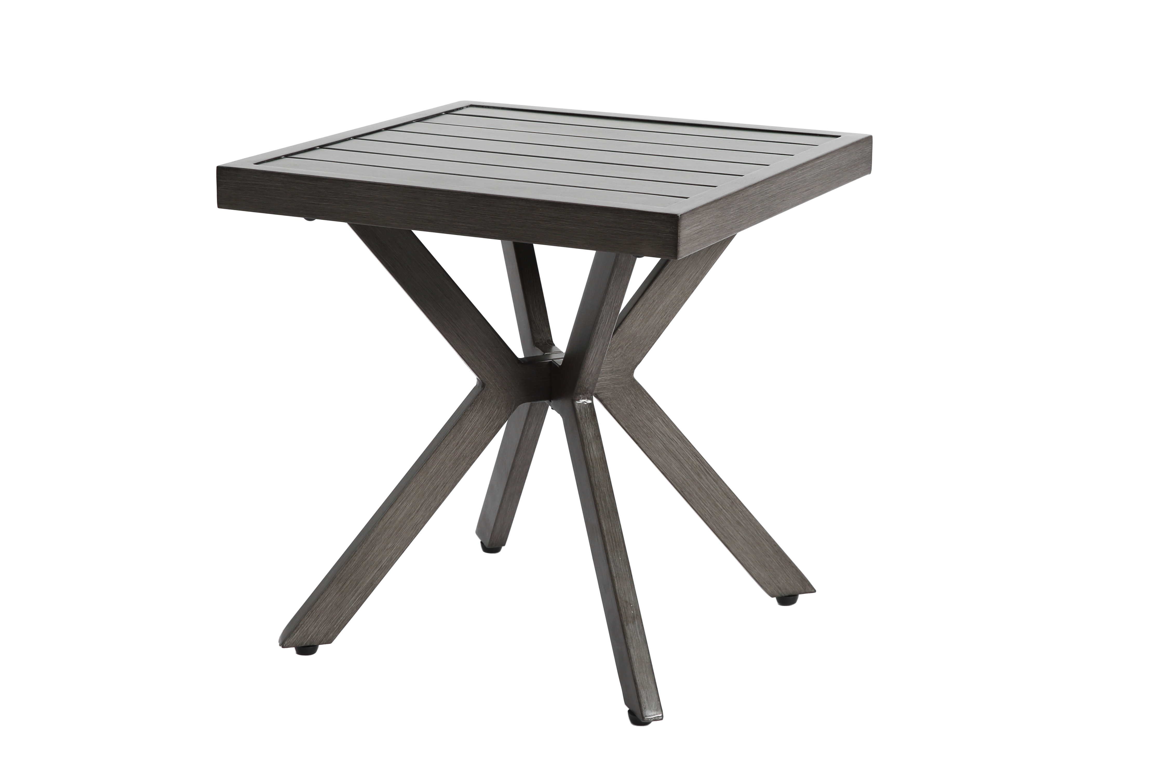 Table d'appoint carrée aluminium extérieur, patio et piscine, résistante aux intempéries, entretien facile, gris foncé - Image 2