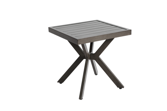 Table d'appoint carrée aluminium extérieur, patio et piscine, résistante aux intempéries, entretien facile, gris foncé - Image 4