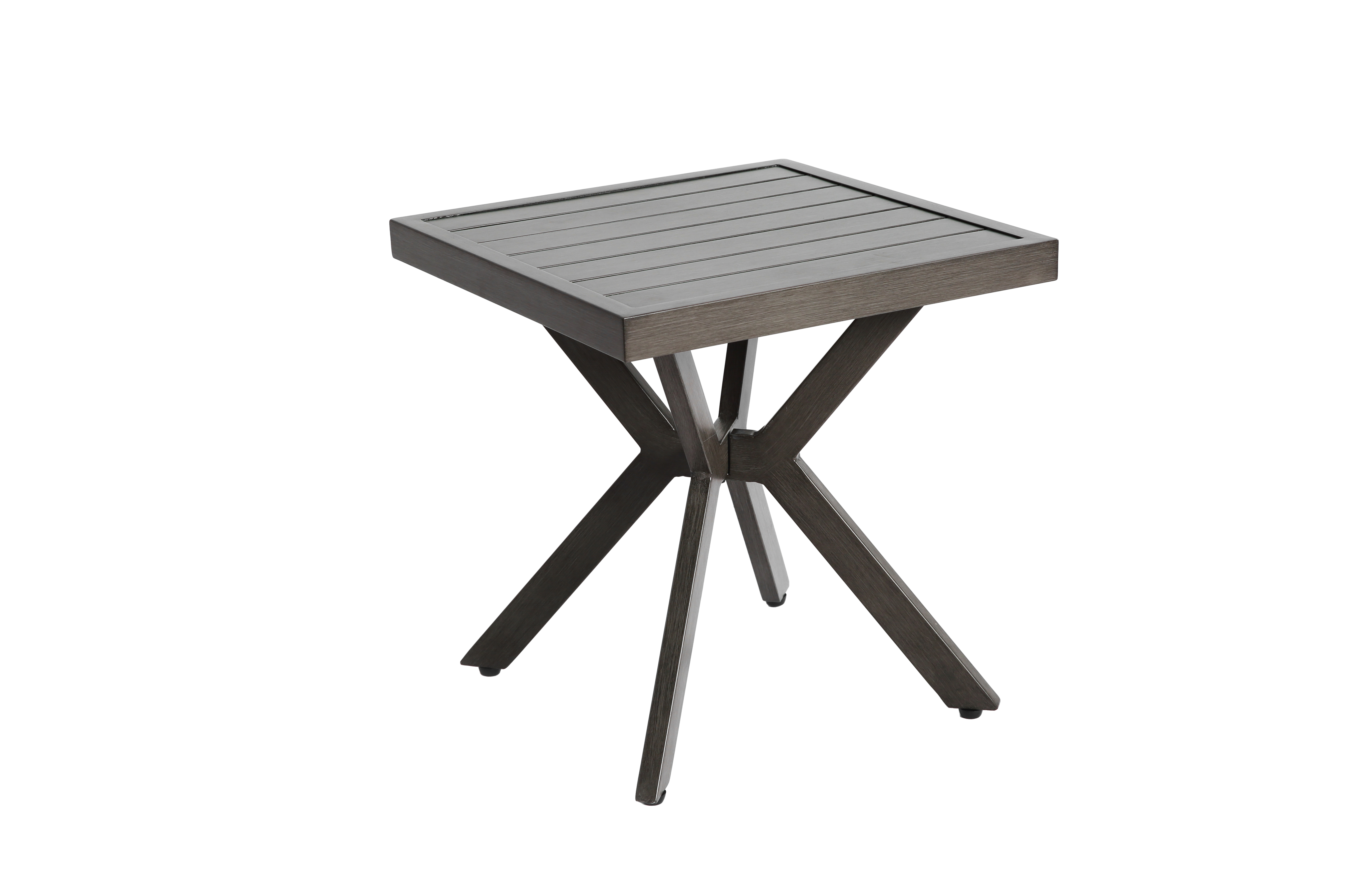 Table d'appoint carrée aluminium extérieur, patio et piscine, résistante aux intempéries, entretien facile, gris foncé - Image 4