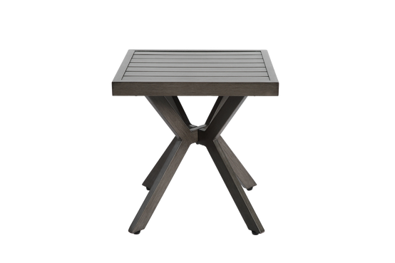 Table d'appoint carrée aluminium extérieur, patio et piscine, résistante aux intempéries, entretien facile, gris foncé - Image 7