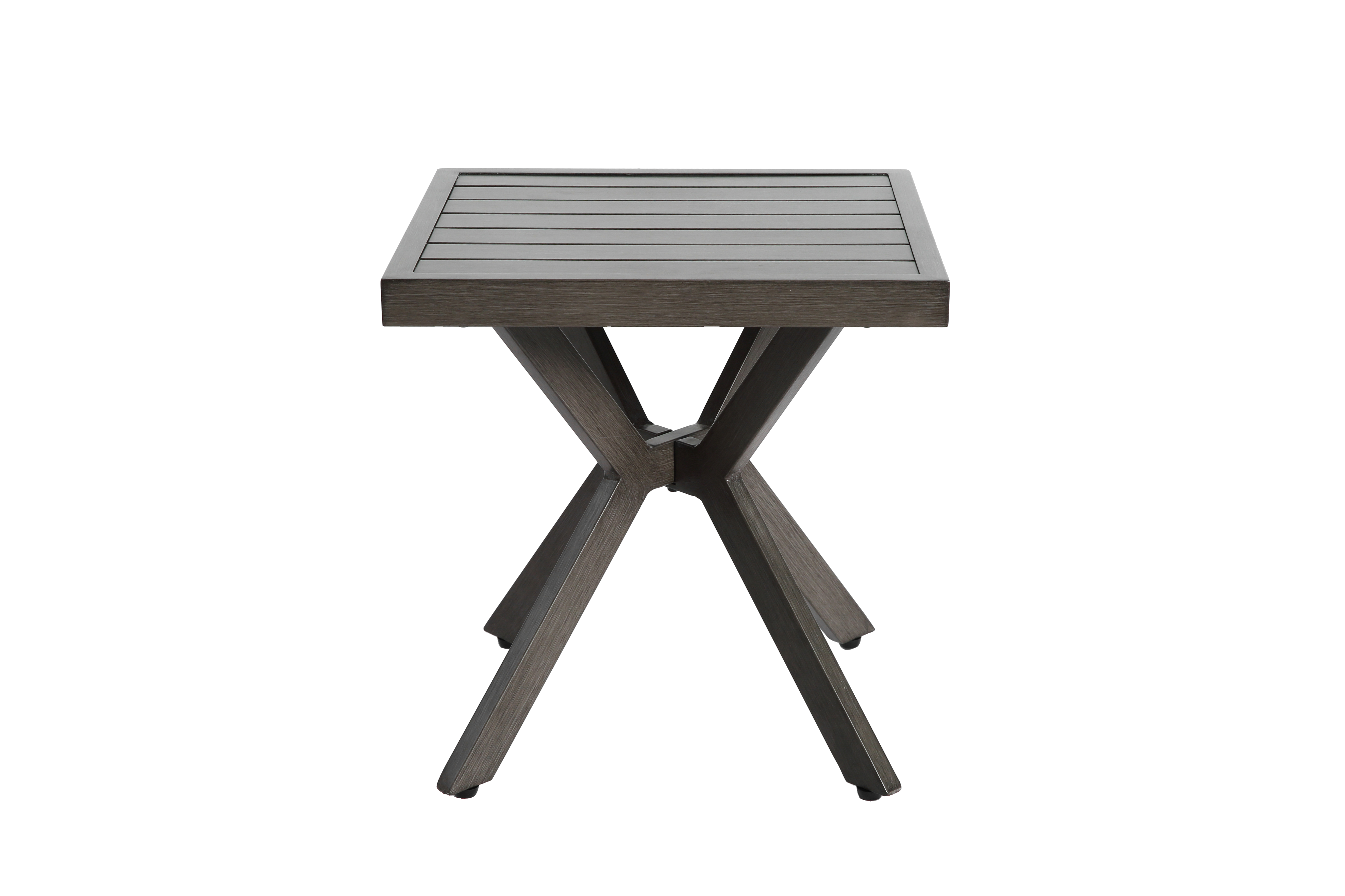 Table d'appoint carrée aluminium extérieur, patio et piscine, résistante aux intempéries, entretien facile, gris foncé - Image 7