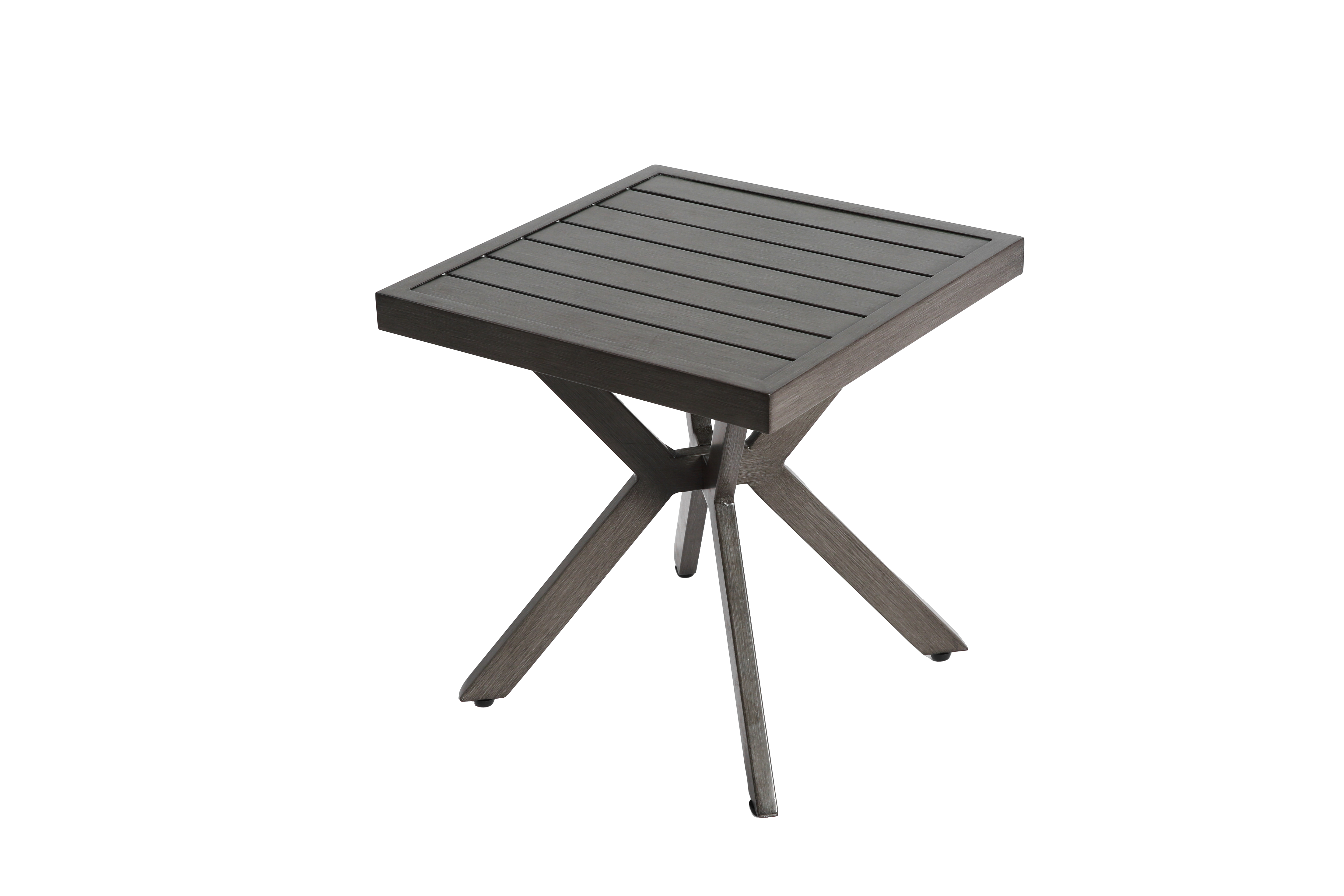 Table d'appoint carrée aluminium extérieur, patio et piscine, résistante aux intempéries, entretien facile, gris foncé - Image 8