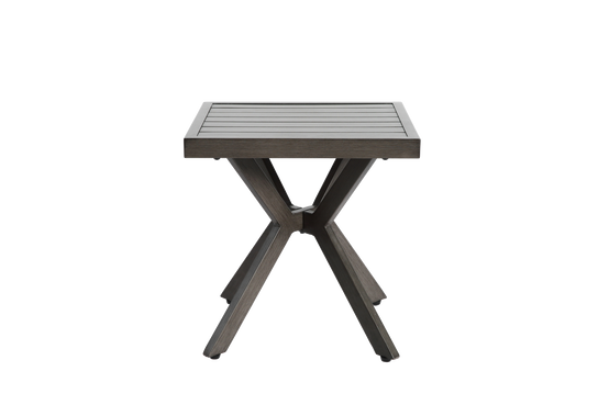 Table d'appoint carrée aluminium extérieur, patio et piscine, résistante aux intempéries, entretien facile, gris foncé - Image 6