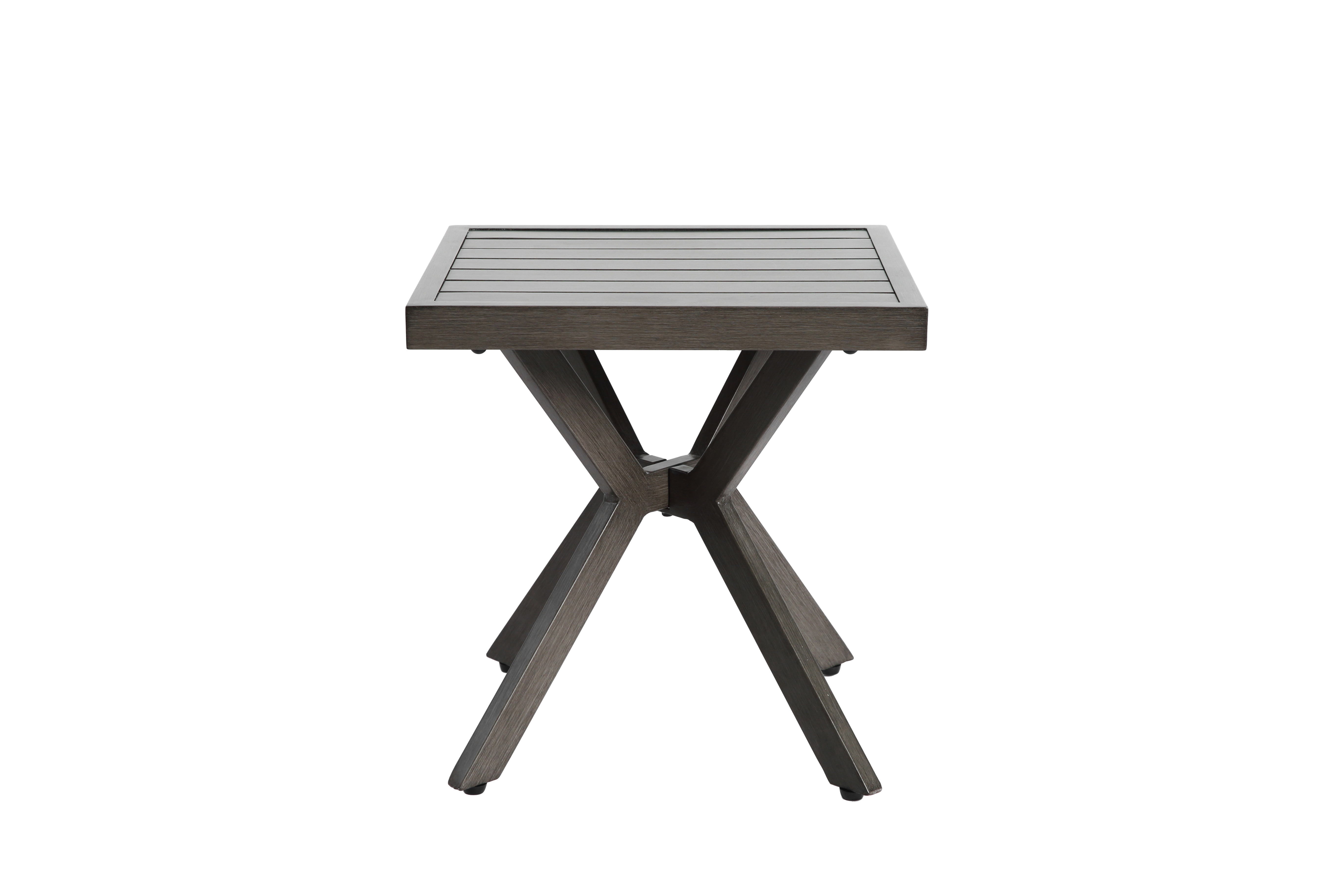Table d'appoint carrée aluminium extérieur, patio et piscine, résistante aux intempéries, entretien facile, gris foncé - Image 6