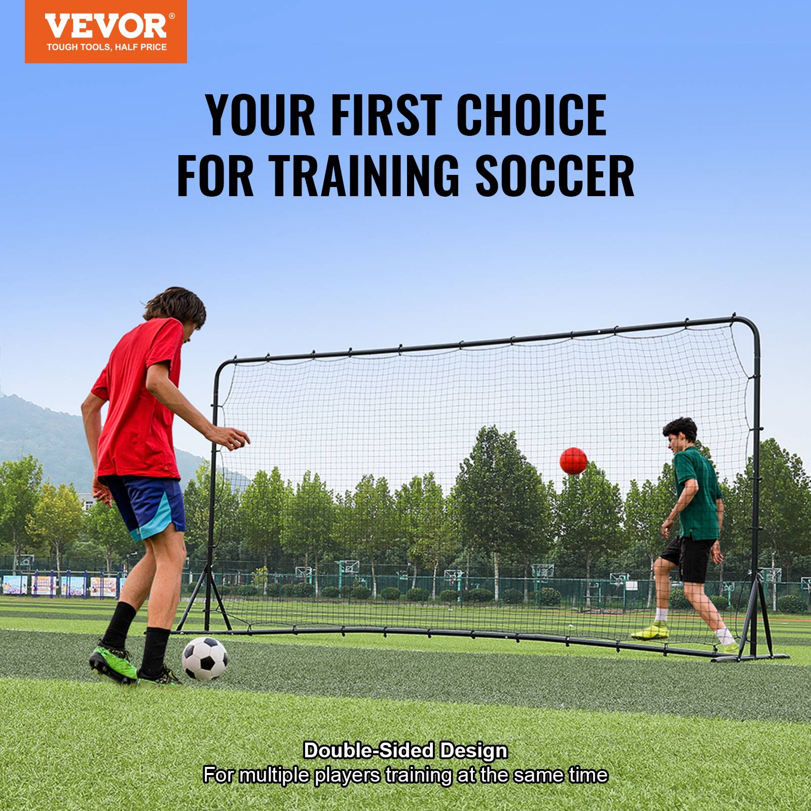 Vevor - VEVOR Filet rebond football 366x183cm, rebondisseur, sac portable, entraînement passes, volley. - Image 7