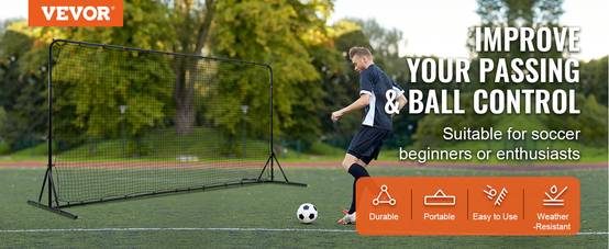 Vevor - VEVOR Filet rebond football 366x183cm, rebondisseur, sac portable, entraînement passes, volley. - Image 9