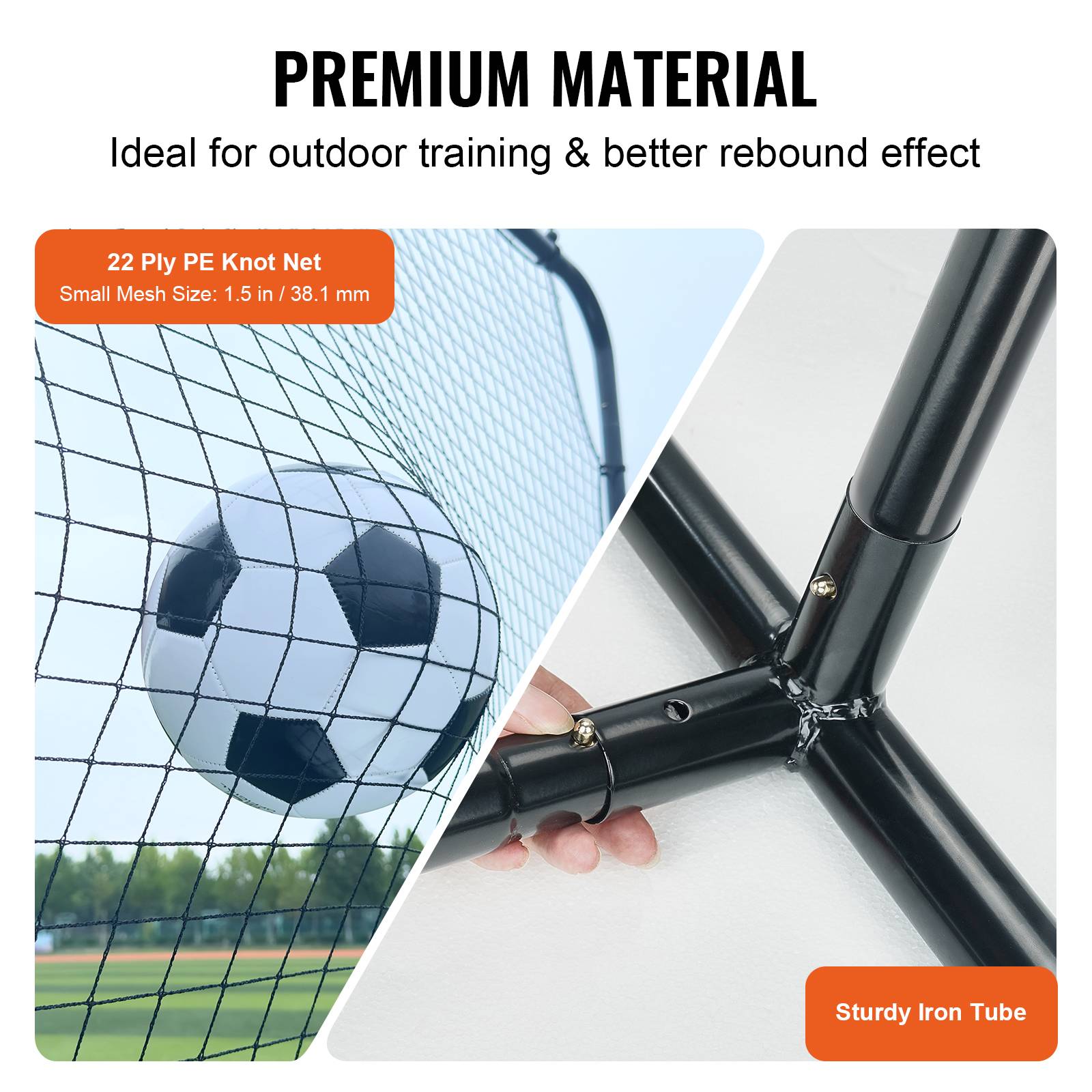 Filet de Rebond de Soccer, Cadre en Métal Fibre de Verre Détachable Filet de Rebond de Soccer Facile à Installer pour Entraînement de Football
