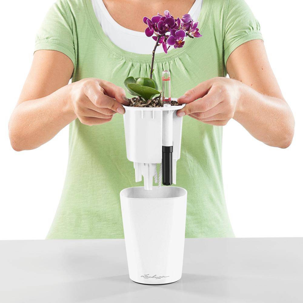 Lechuza - Pot de table Mini-Deltini - kit complet, blanc brillant Ø 10 x 13 cm Lechuza - Imagen 3