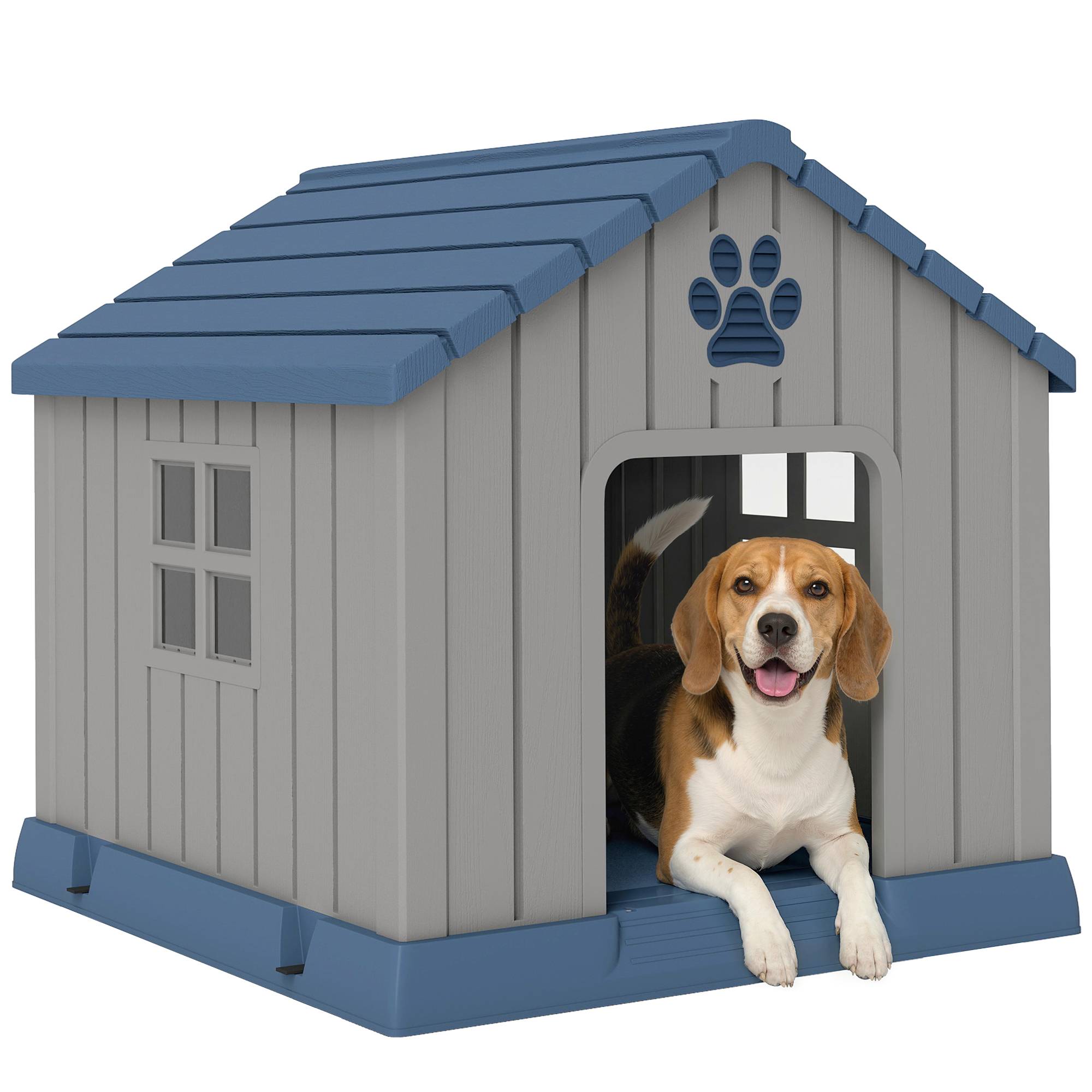 Niche chien extérieur plastique résistant taille moyenne plancher surélevé 85x79cm gris - ComfortXL Outdoor Living
