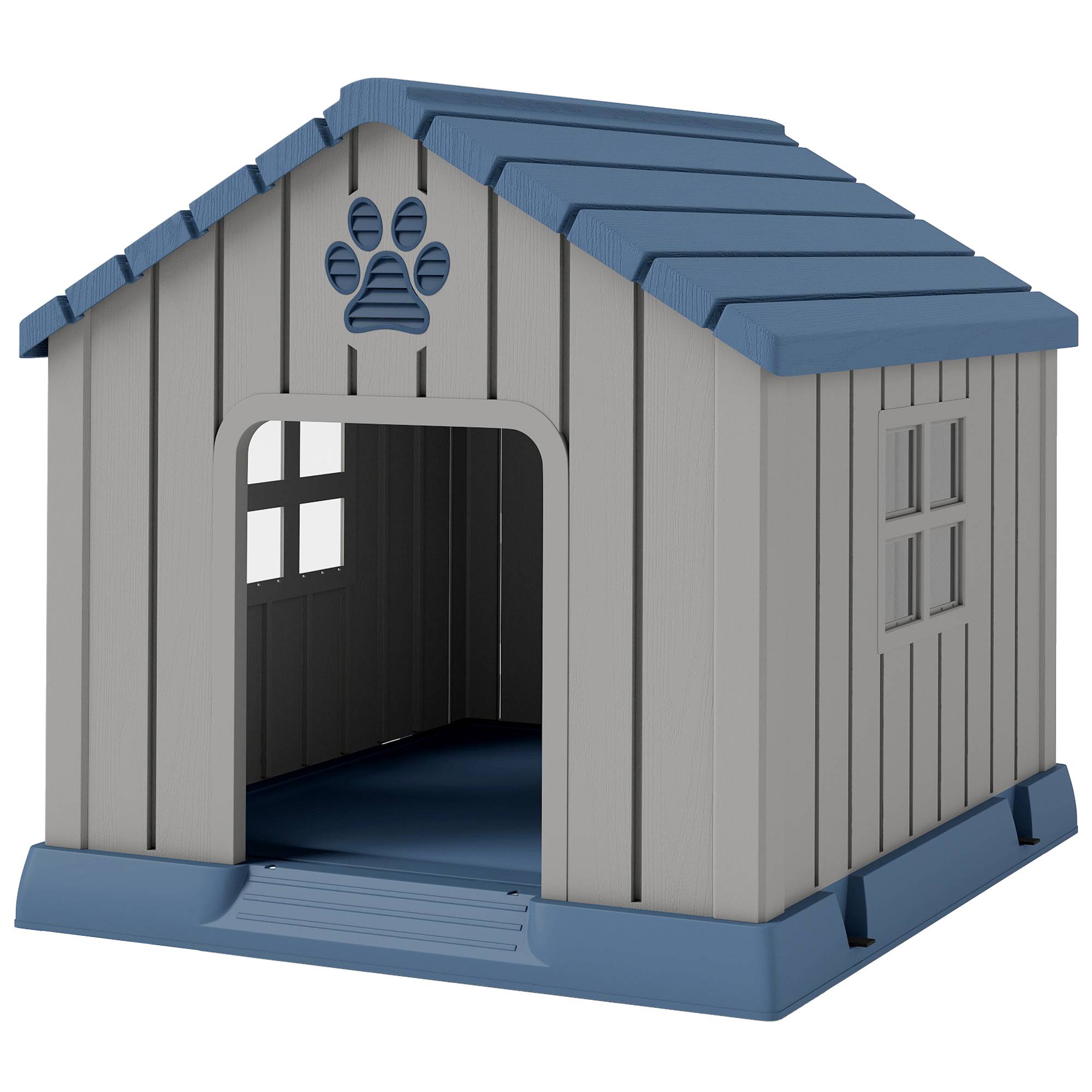 Niche chien extérieur plastique résistant taille moyenne plancher surélevé 85x79cm gris - ComfortXL Outdoor Living - Image 2