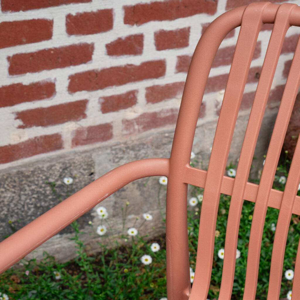 Lot de 2 Chaises hautes de jardin en résine Gris ANDREA - Image 7