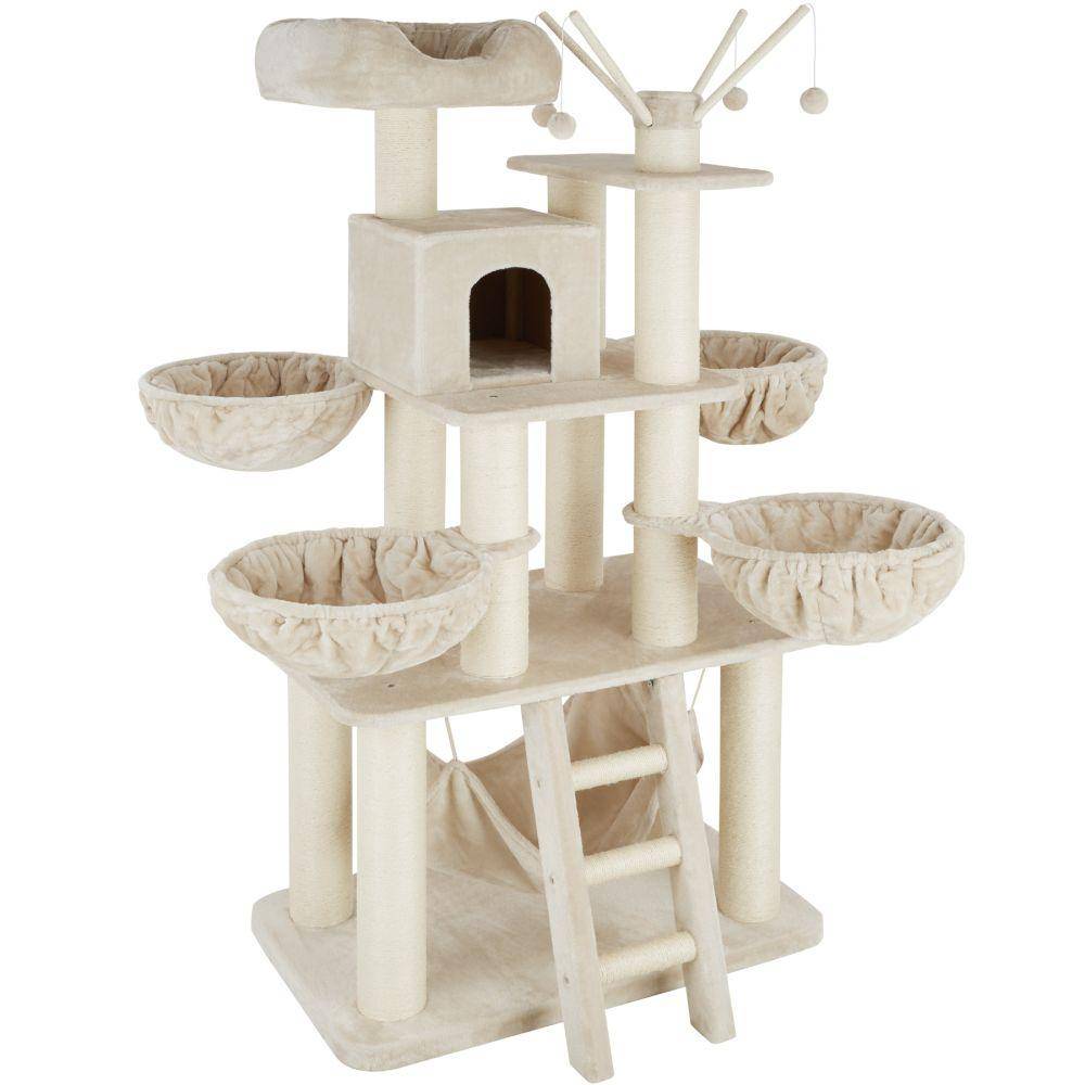 Helloshop26 - Arbre à chat 195 cm beige/blanc - Imagen 1