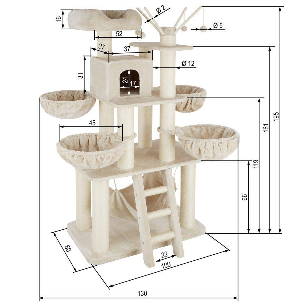 Helloshop26 - Arbre à chat 195 cm beige/blanc - Imagen 5