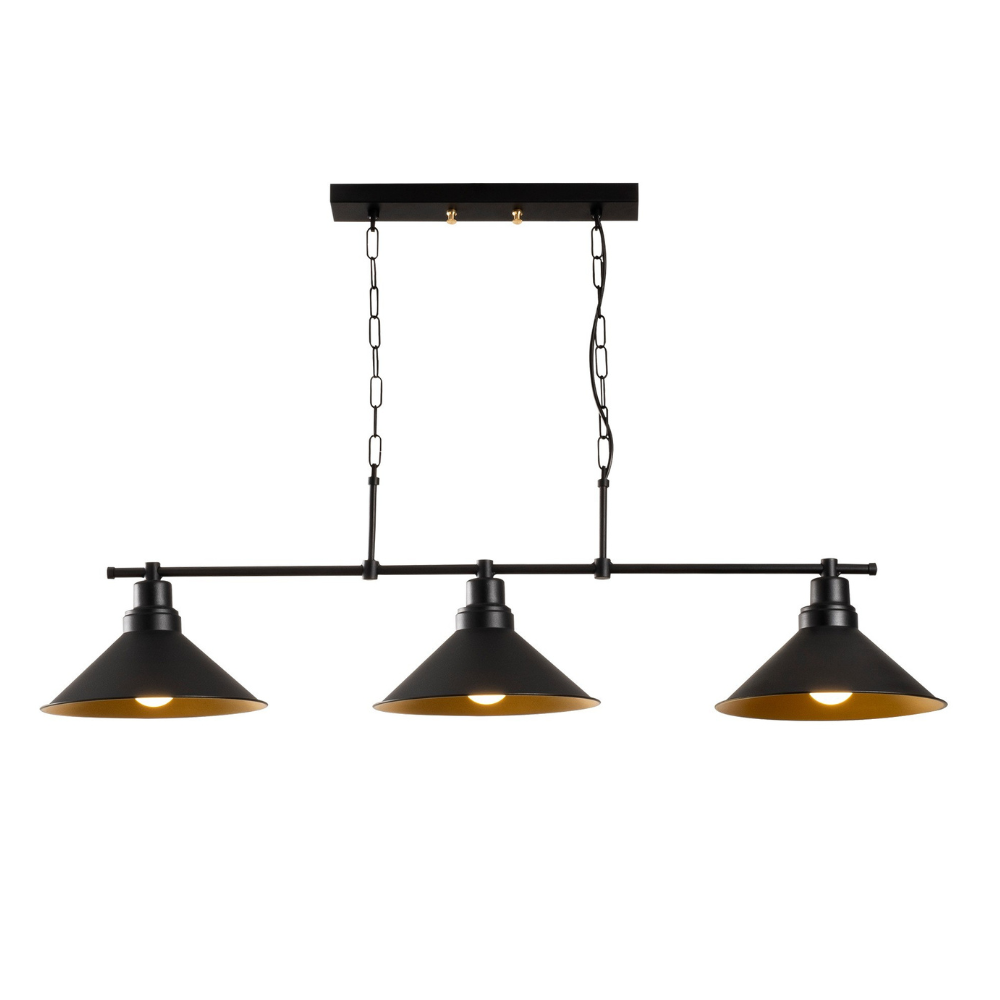 Concept Usine - Suspension industreille noire 3 ampoules ERIKA