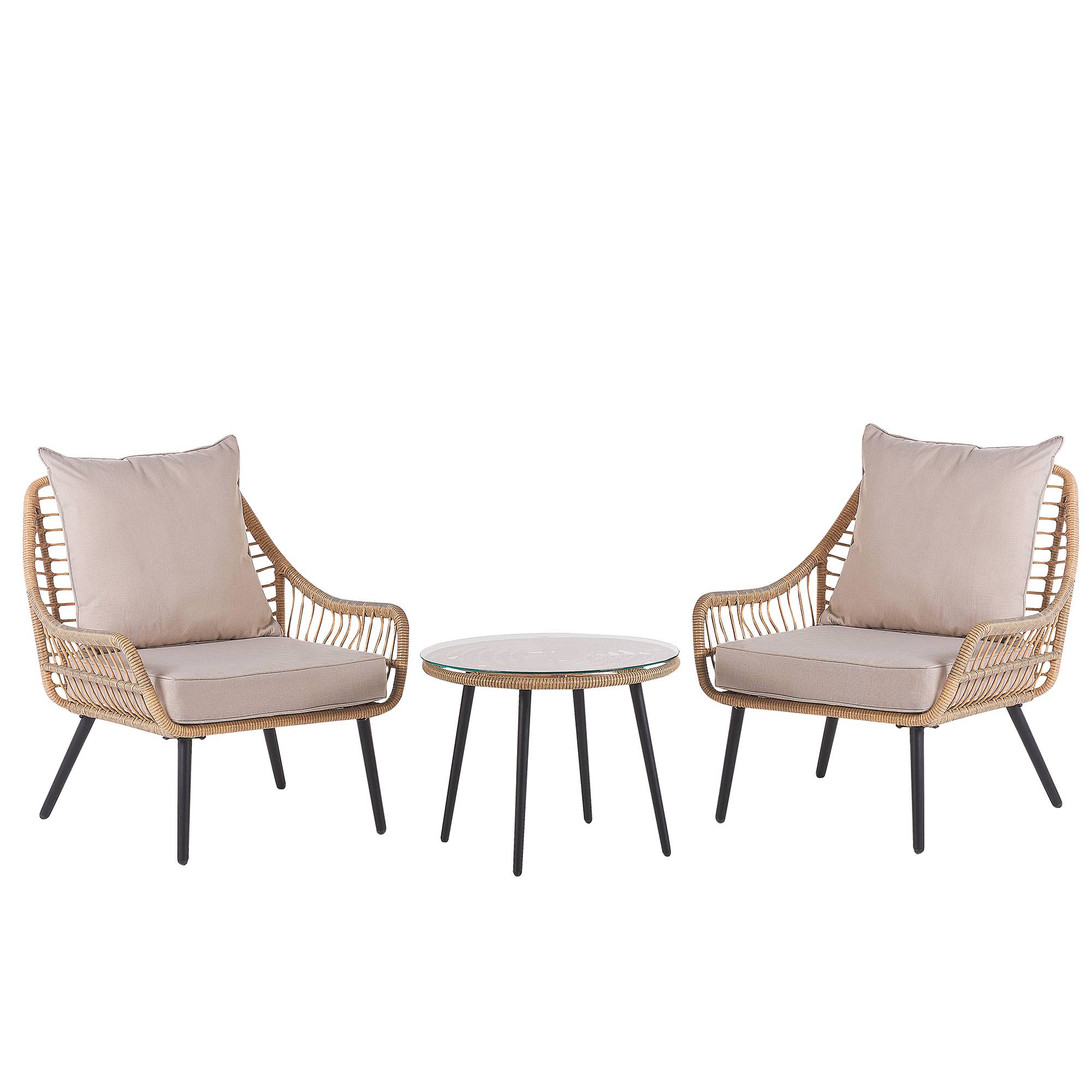 Beliani - Set de bistrot, 2 Personnes Polyrotin Naturel LAURETO - Beliani - Imagen 2