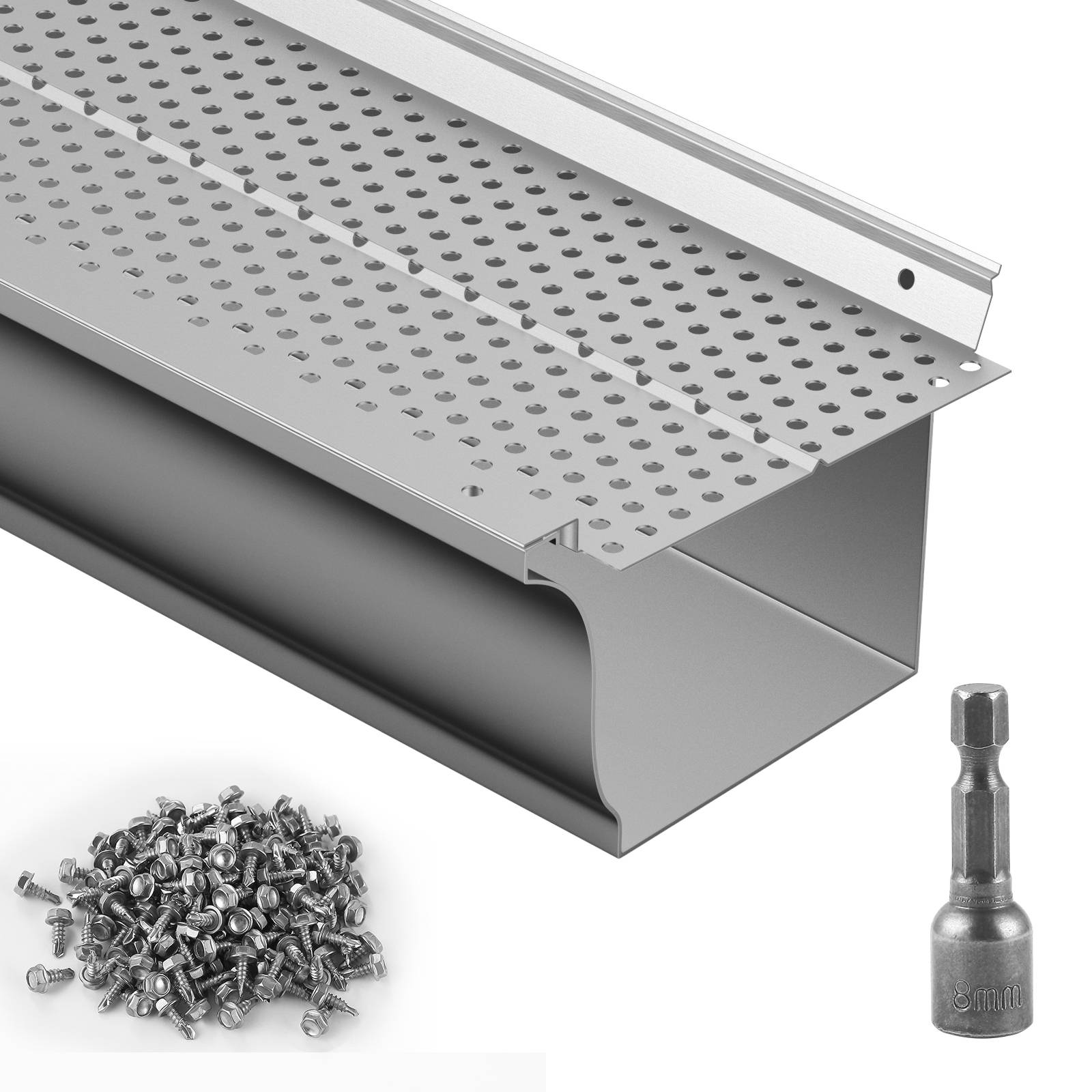 Vevor - VEVOR Grille protection gouttière 127 mm, alu, 52 pièces, longueur totale 63,4 m. Anti-feuilles, trou 4 mm.