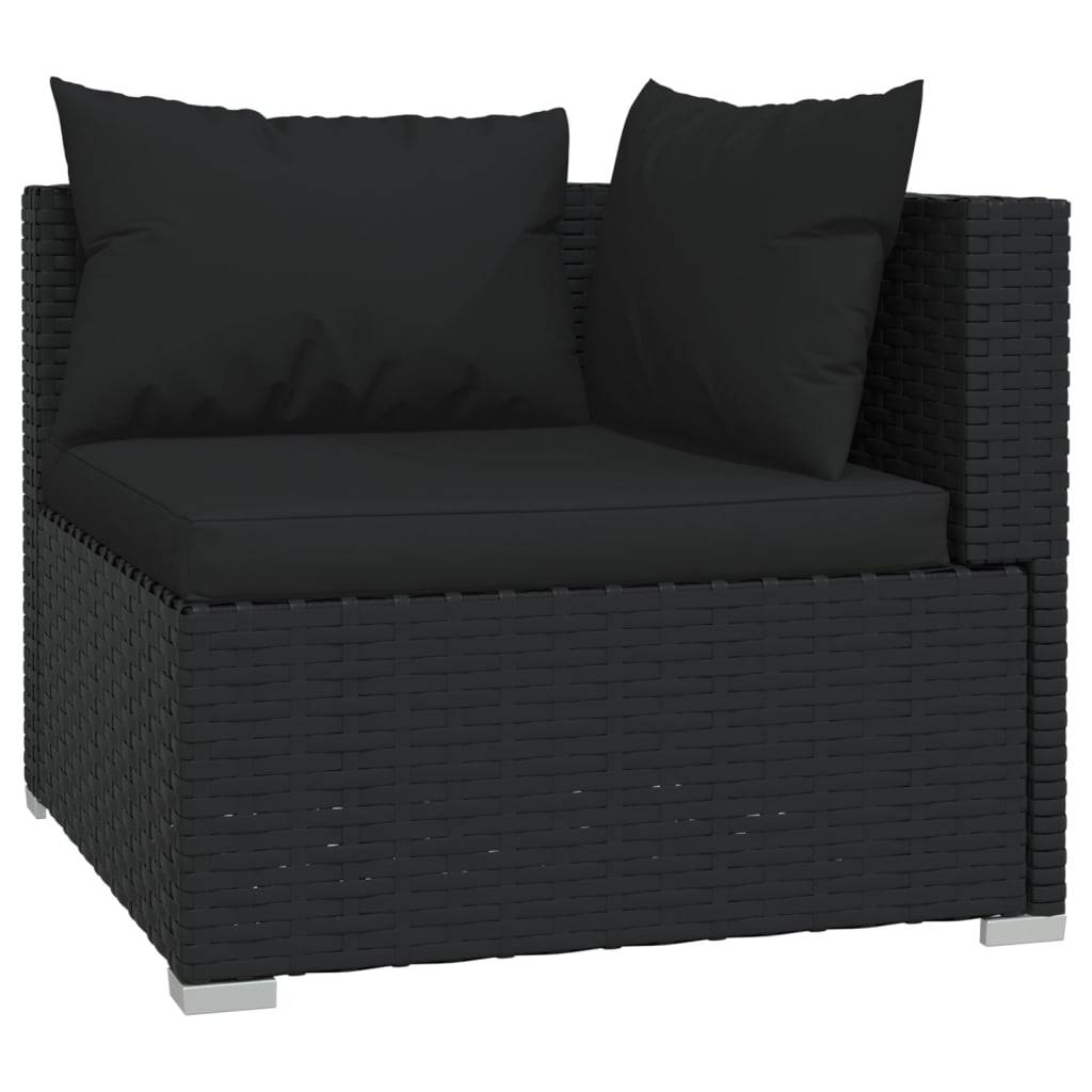Helloshop26 - Salon de jardin meuble d'extérieur ensemble de mobilier 7 pièces avec coussins résine tressée noir - Imagen 2