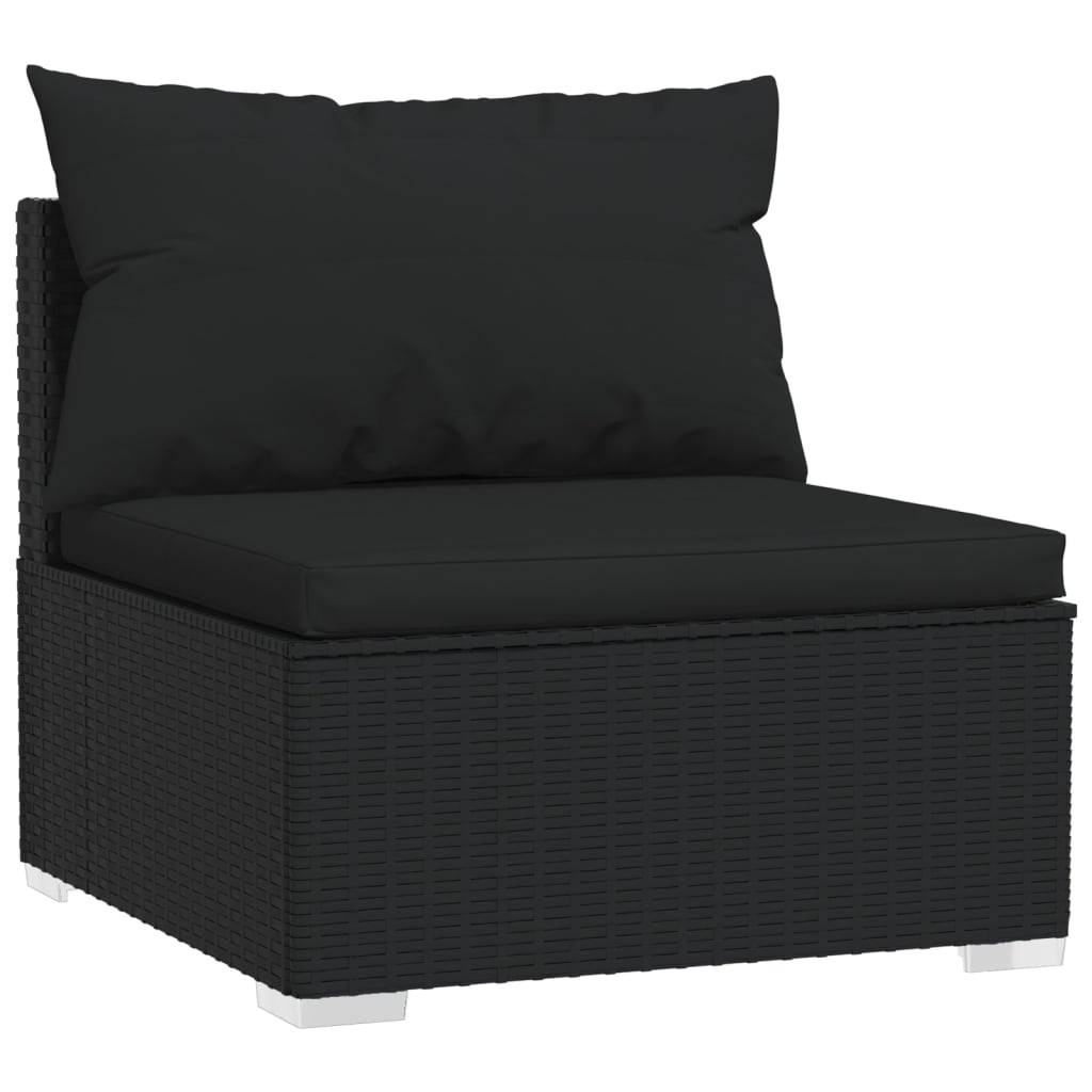 Helloshop26 - Salon de jardin meuble d'extérieur ensemble de mobilier 7 pièces avec coussins résine tressée noir - Imagen 3