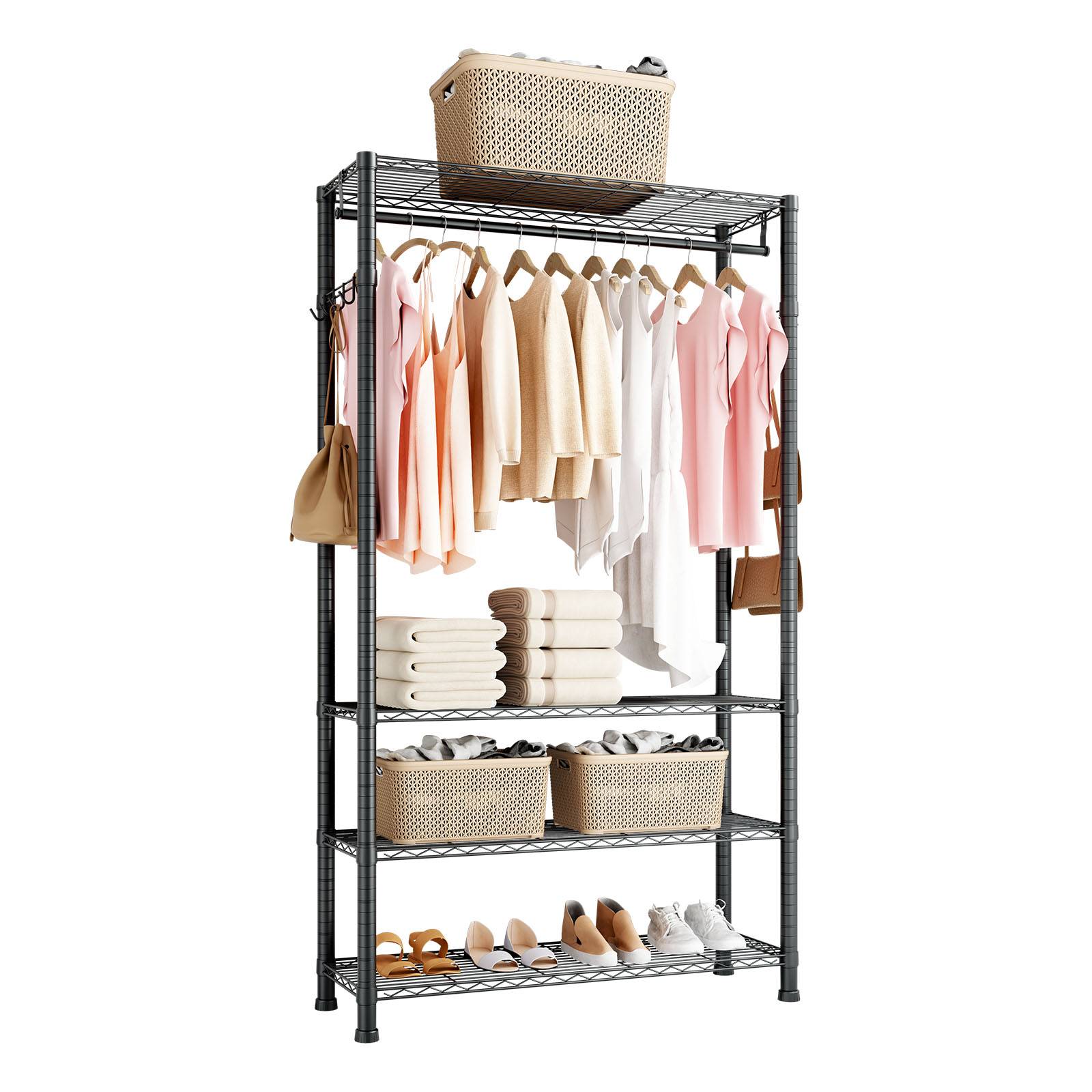 VEVOR Portant à Vêtements Porte-manteau avec 4 Étagères Réglables pour Chambre - Image 1