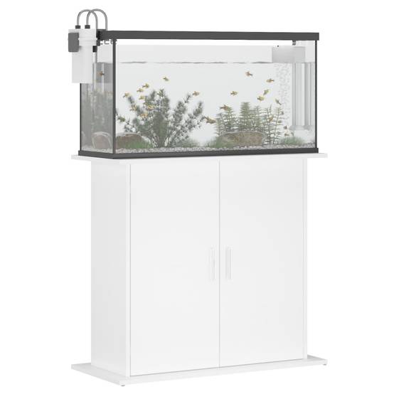 Meuble pour Aquarium Bois d'Ingénierie avec Portes de Rangement 81x36x73 cm Blanc - ComfortXL Outdoor Living - Image 3