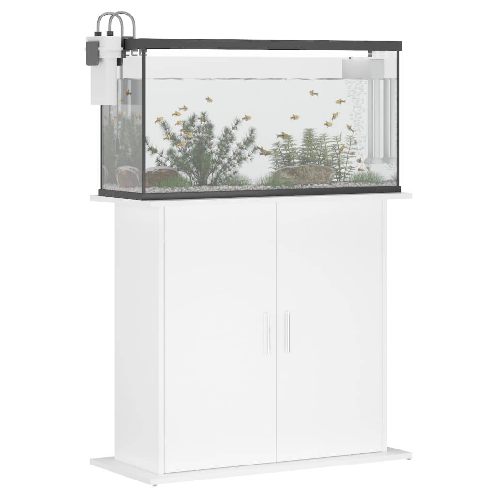 Meuble pour Aquarium Bois d'Ingénierie avec Portes de Rangement 81x36x73 cm Blanc - ComfortXL Outdoor Living - Image 3