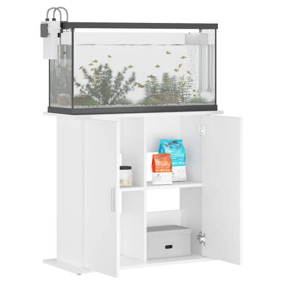 Meuble pour Aquarium Bois d'Ingénierie avec Portes de Rangement 81x36x73 cm Blanc - ComfortXL Outdoor Living - Image 4