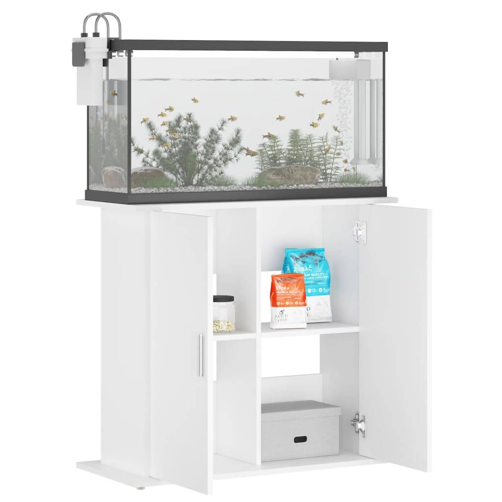 Meuble pour Aquarium Bois d'Ingénierie avec Portes de Rangement 81x36x73 cm Blanc - ComfortXL Outdoor Living - Image 4