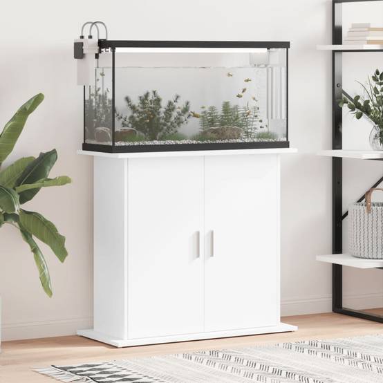 Meuble pour Aquarium Bois d'Ingénierie avec Portes de Rangement 81x36x73 cm Blanc - ComfortXL Outdoor Living - Image 1