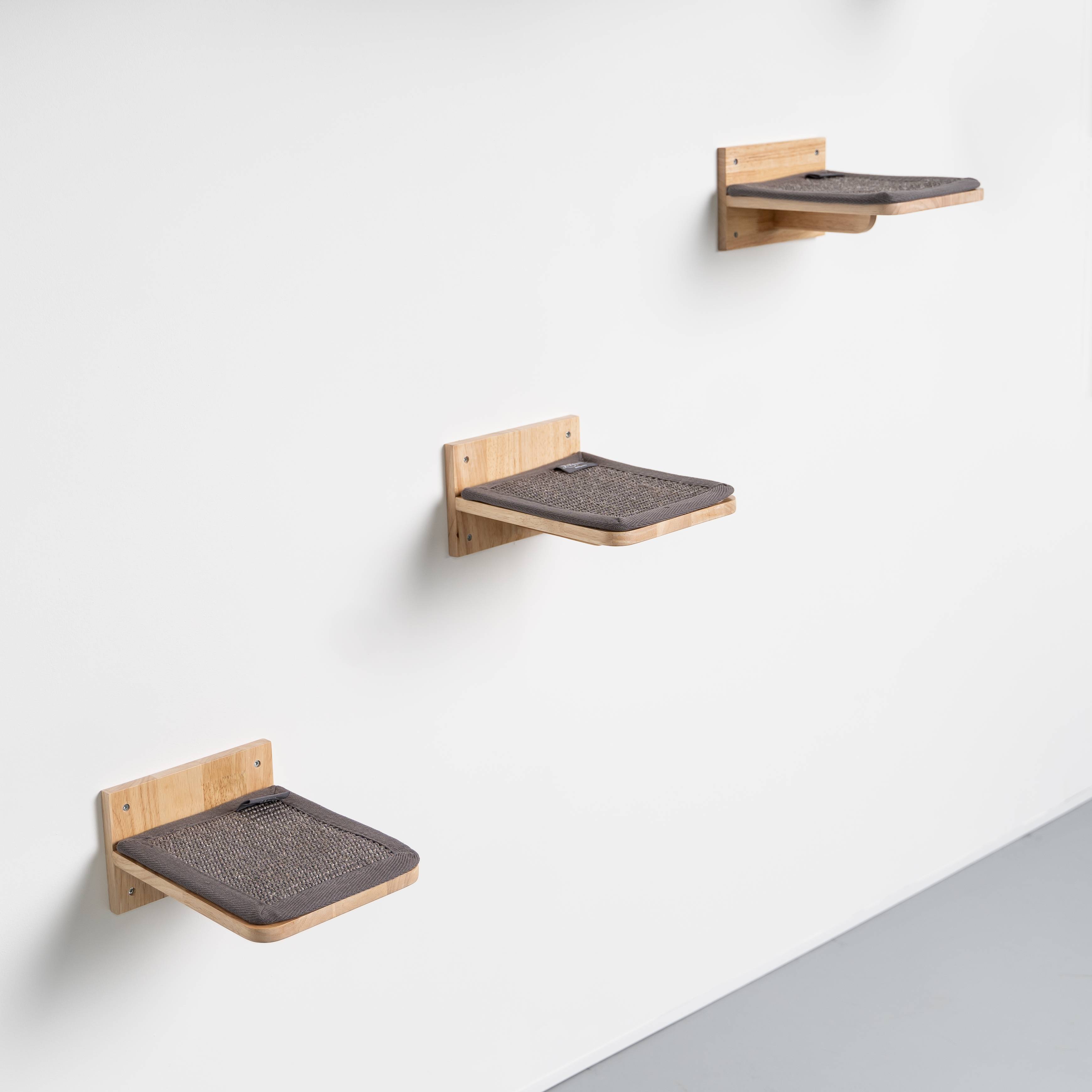 Rhr Concepts Bv - Meubles muraux escalade chat - Plateaux muraux - Lot de 3 (Gris) - RHR Concepts BV - Imagen 5
