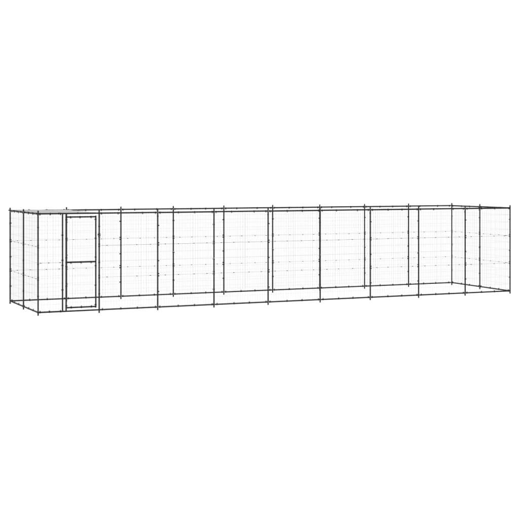 Helloshop26 - Chenil extérieur cage enclos parc animaux chien extérieur acier avec toit 21,78 m² - Imagen 1