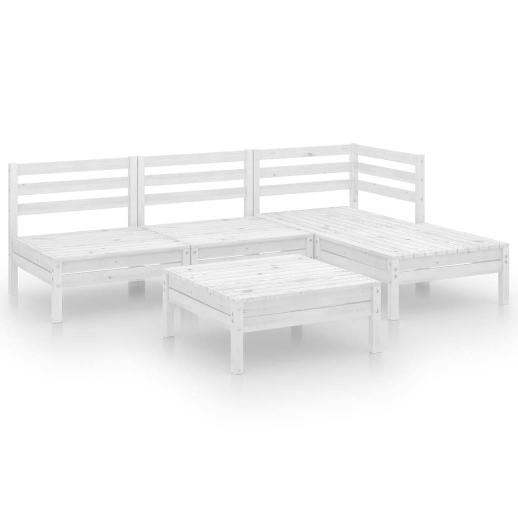 Maison Chic - 5 pcs salon de jardin - Mobilier d'extérieur - Mobilier de jardin Bois de pin massif Blanc-JU7572 - Image 1