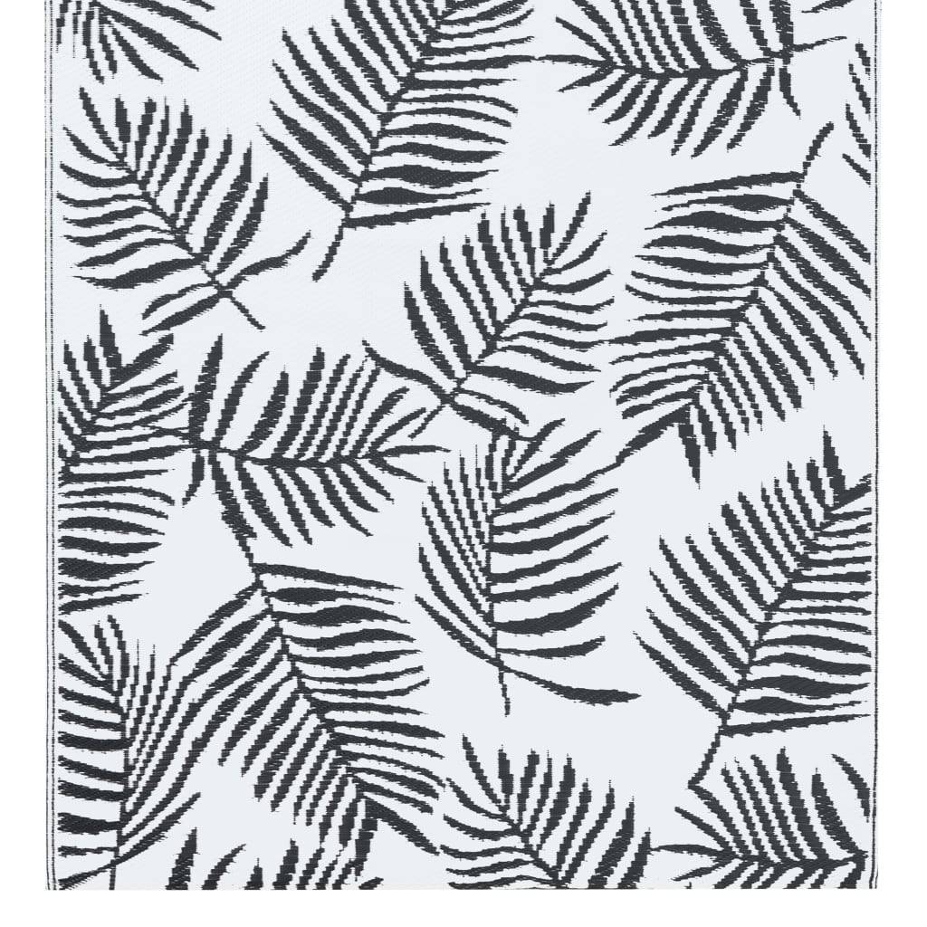 Tapis extérieur - Tapis de jardin - Tapis de terrasse Blanc et noir 160x230 cm PP-JU12232 - Image 4