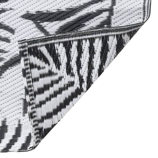 Tapis extérieur - Tapis de jardin - Tapis de terrasse Blanc et noir 160x230 cm PP-JU12232 - Image 6