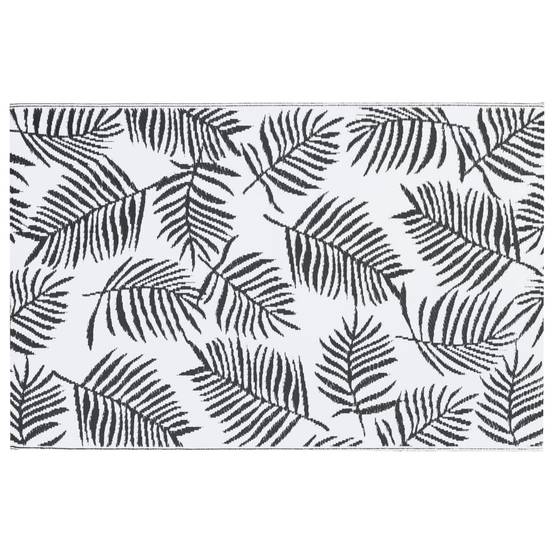 Tapis extérieur - Tapis de jardin - Tapis de terrasse Blanc et noir 160x230 cm PP-JU12232 - Image 3