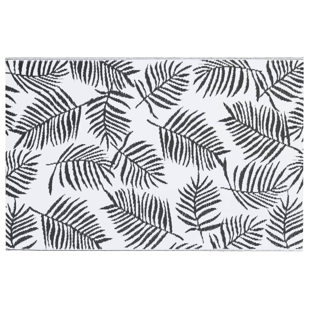 Tapis extérieur - Tapis de jardin - Tapis de terrasse Blanc et noir 160x230 cm PP-JU12232 - Image 3
