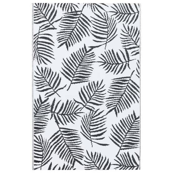 Tapis extérieur - Tapis de jardin - Tapis de terrasse Blanc et noir 160x230 cm PP-JU12232 - Image 1