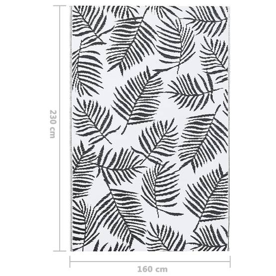 Tapis extérieur - Tapis de jardin - Tapis de terrasse Blanc et noir 160x230 cm PP-JU12232 - Image 7