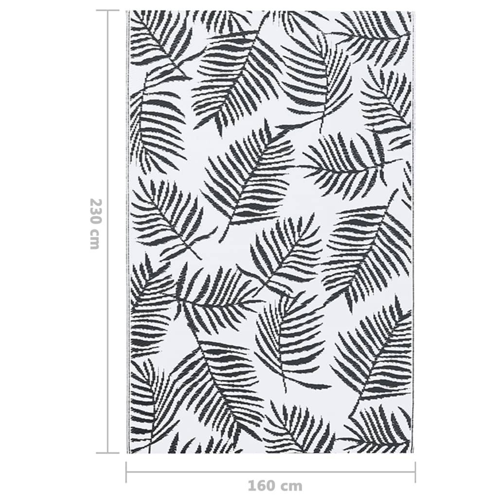 Tapis extérieur - Tapis de jardin - Tapis de terrasse Blanc et noir 160x230 cm PP-JU12232 - Image 7