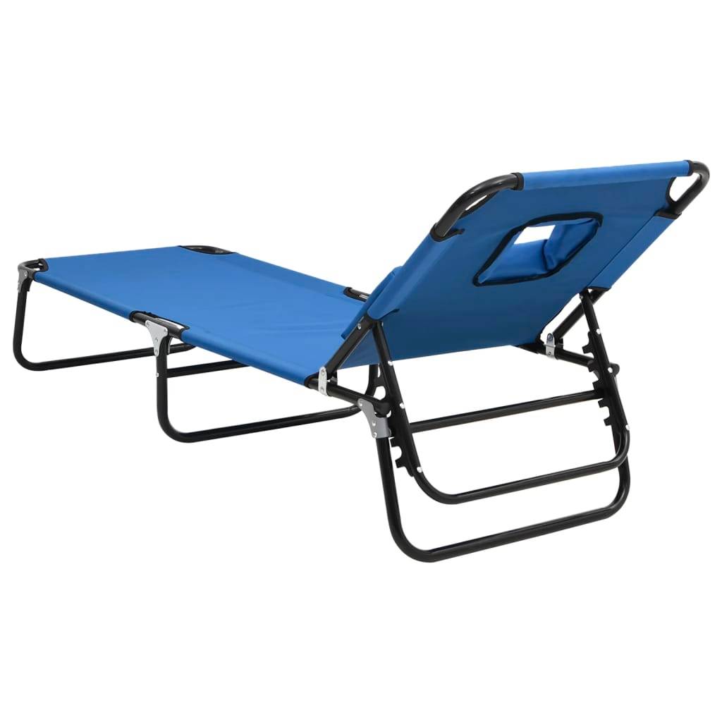 Vidaxl - Chaise longue pliante bleu tissu oxford acier enduit de poudre vidaXL 360175 - Image 6