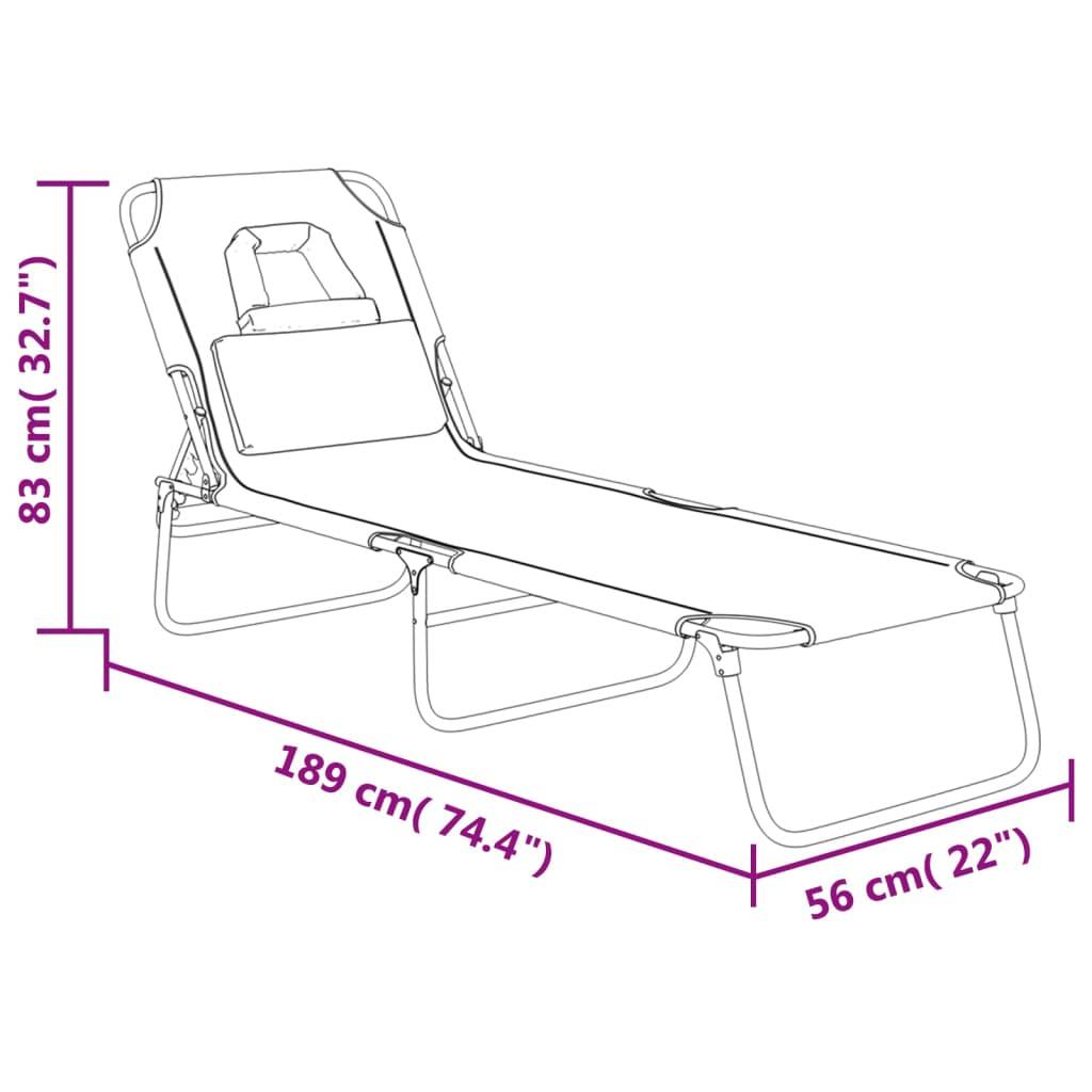 Vidaxl - Chaise longue pliante bleu tissu oxford acier enduit de poudre vidaXL 360175 - Image 3