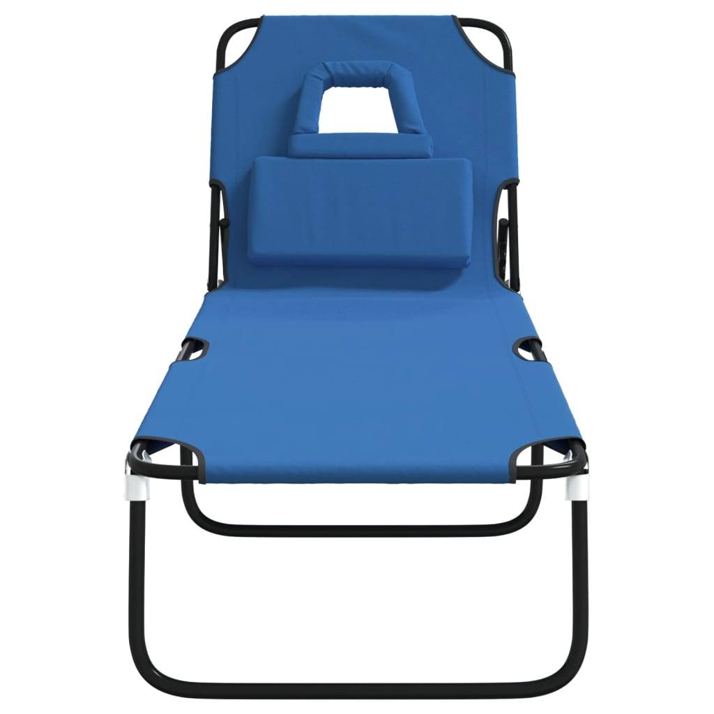 Vidaxl - Chaise longue pliante bleu tissu oxford acier enduit de poudre vidaXL 360175 - Image 9