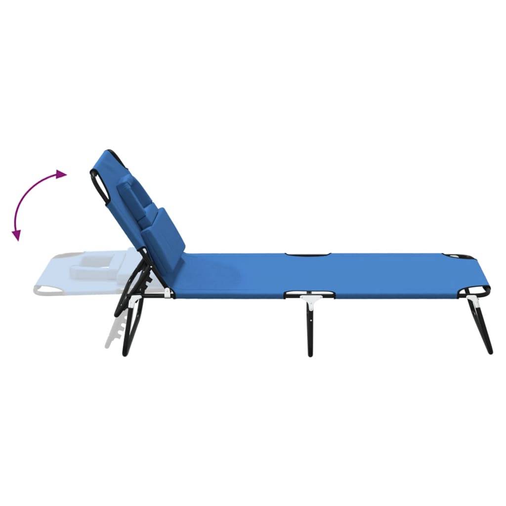 Vidaxl - Chaise longue pliante bleu tissu oxford acier enduit de poudre vidaXL 360175 - Image 7