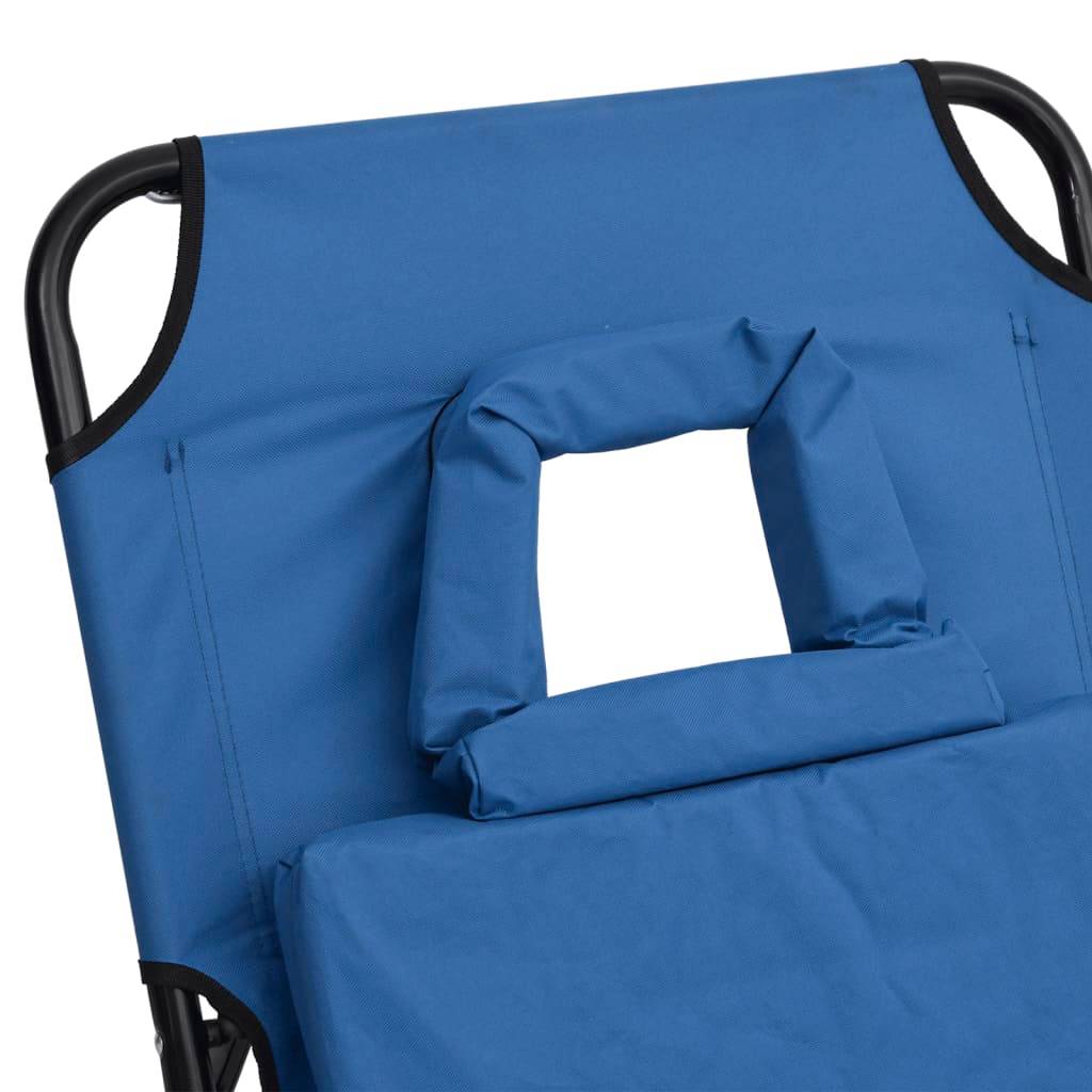 Vidaxl - Chaise longue pliante bleu tissu oxford acier enduit de poudre vidaXL 360175 - Image 4