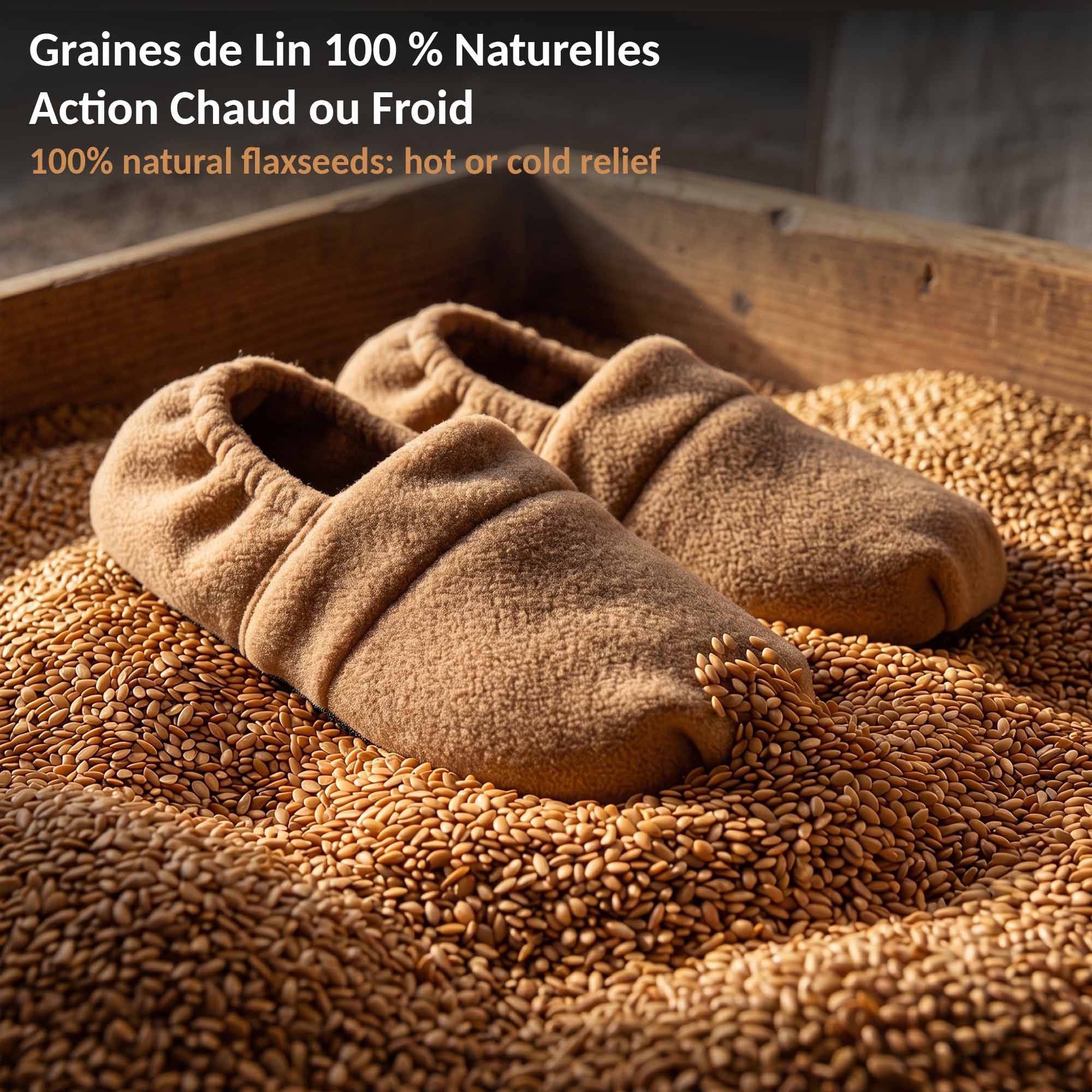 Fishtec - Chaussons chauffants Graines de lin Micro-ondes Chaud Froid polaire doux taille 41 45 Pochette incluse Confort Détente - Image 6