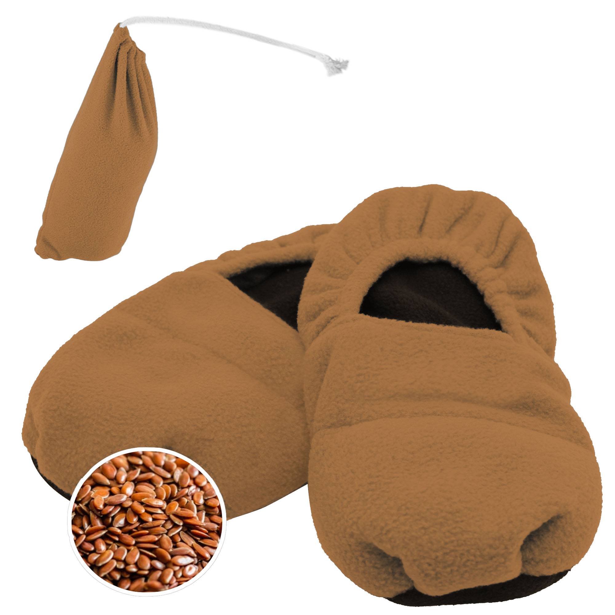 Fishtec - Chaussons chauffants Graines de lin Micro-ondes Chaud Froid polaire doux taille 41 45 Pochette incluse Confort Détente - Image 1