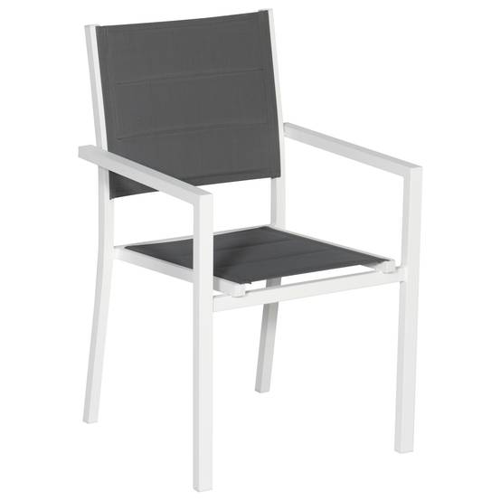 Happy Garden - Salon de jardin VENEZIA extensible en textilène gris 10 places - aluminium blanc - HAPPY GARDEN - Imagen 3