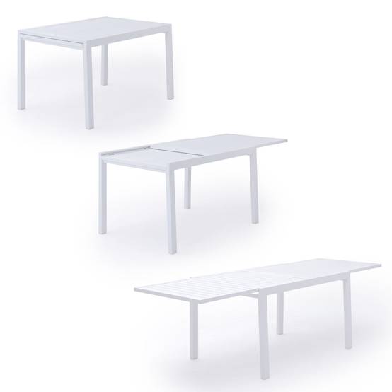 Happy Garden - Salon de jardin VENEZIA extensible en textilène gris 10 places - aluminium blanc - HAPPY GARDEN - Imagen 2