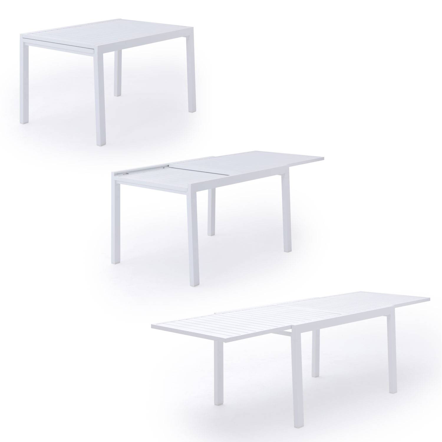 Happy Garden - Salon de jardin VENEZIA extensible en textilène gris 10 places - aluminium blanc - HAPPY GARDEN - Imagen 2